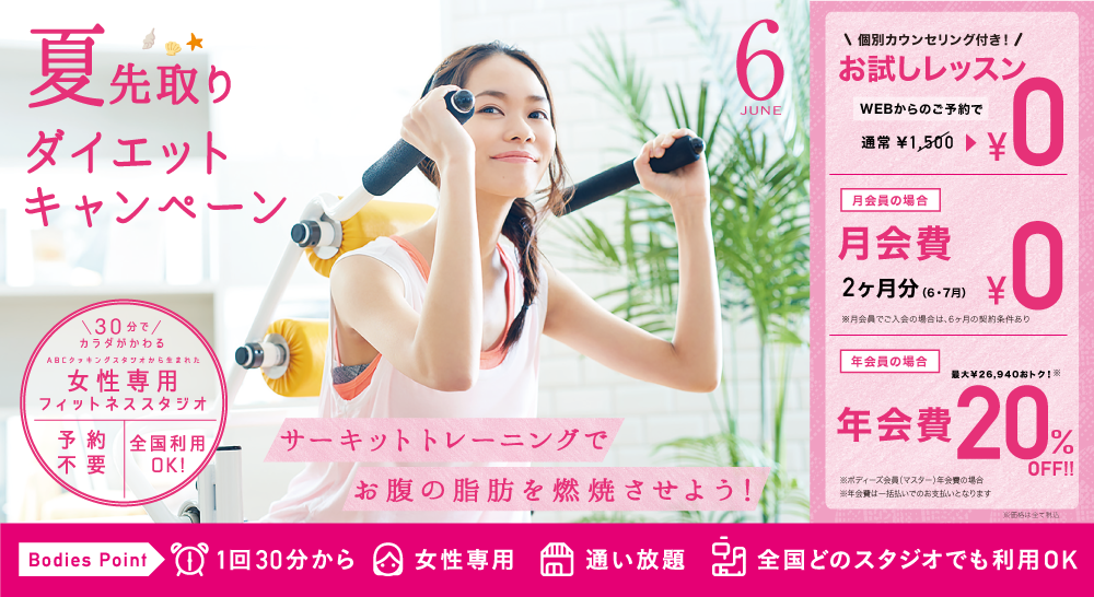 大阪でダイエット 体を引き締めるならbodies お得なキャンペーン開催中 ダイエットなら女性専用フィットネスジム スポーツクラブのbodies